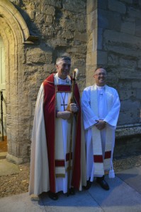 Bishop Dave Bull of Buckingham and Fr David Jarratt outside SMSG church